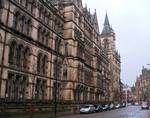 The north-eastern façade from Princess Street. The rapid growth and accompanying pollution, in Victorian cities caused great problems for architects including denial of light, overcrowding, awkward sites, noise, accessibility and visibility of buildings, and air pollution.