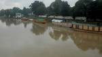 A view of river jehlum swelling with water as rains continued to lash the kashmir valley leading to Flood warning issued by the Authorities here on Monday 10, September 2012. Asked people living along the banks of river Jhelum to shift to safer places as a flood alarm was sounded in the city due to rising water level in the river following incessant rains River Jhelum is flowing above 16 feet in Ram Munshi Bagh area prompting the flood alarm, officials in the disaster management cell said.