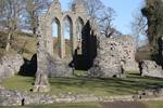 Inch Abbey, March 2010. Inch Abbey (Irish: Mainistir na hInse,[1] Ulster-Scots: Änch Abbey)[2] is a large, ruined monastic site 0.75 miles (1.2km) north-west of Downpatrick, County Down, Northern Ireland, on the north bank of the River Quoile in a hollow between two drumlins and featuring early Gothic architecture.