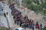 Tibetans marching to the highway near Mcleod Gang, Dharamshala, India to protest against Chinese president Hu Jintao's visit to India