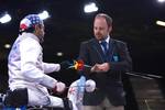 Mario Rodriguez, left, a former U.S. Air Force staff sergeant and a member of the 2012 U.S. Paralympic fencing team, selects his weapon before the start of a bout during the Paralympic Games at the ExCeL London exhibition and convention center in London Sept. 4, 2012. The Paralympics is a major international sporting event in which thousands of athletes, including wounded and injured U.S. Service members, participate in a variety of sporting events. (U.S. Army photo by Sgt. 1st Class Tyrone C. M