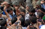 JKLF Chairman, Mohammad Yasin Malik along with separatist leaders Nayeem Khan and Javed Ahmad Mir being detained by Indian police while leading a protest demonstration at Maisuma in Srinagar on Friday 07, September 2012. Separatist leaders were detained while protesting against Indo-Pak talks, demanding tripartite talks on Kashmir which includes kashmiri leadership.