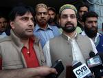 Chairman moderate faction of Hurriyat Conference, Mirwaiz Umar Farooq talks to media persons after chairing the executive council meeting of the conglomerate in Srinagar on Tuesday 08, May 2012.