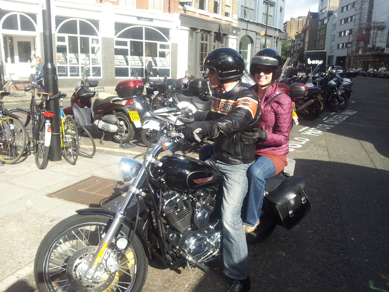 evangotlib:

Blip CEO Kelly Day hitched a ride with our UK Sales Director, Chris Broadbent on his Harley.  I’ve never, ever seen anyone go to a sales call on a Harley.
Bad Ass CEO is Bad Ass.

Take Your CEO to Work Day, is it?