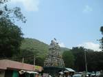 Main gopuram of the temple from a distance. The great Tamil poet and saint Avvaiyar had been tested by Lord Murugan here. In order to play with Avvaiyar who was one of the very famous devotees of Lord Muruga, the Lord played a drama.