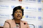 Navanethem Pillay Hight Commissioner for Human Rights speaks during the press conference.