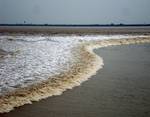 Tidal bore at the Qiantang River. The Qiantang River (simplified Chinese: 钱塘江; traditional Chinese: 錢塘江; pinyin: Qiántáng Jiāng, also known as the Qian River) is a southeast Chinese river that originates in the borders of Anhui and Jiangxi provinces and passes through Hangzhou, the capital of Zhejiang province, before flowing into the East China Sea through Hangzhou Bay.