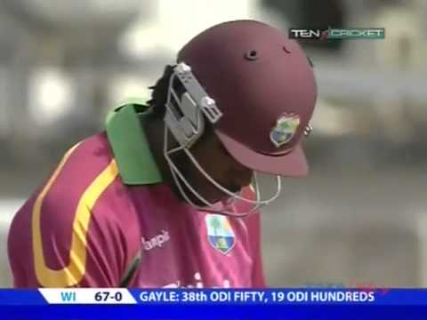 Chris Gayle 80(43) - West Indies v England 3rd ODI at Barbados 2009