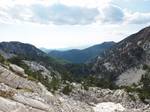 Glacial cirque and view to the sea. Zubački kabao (Cyrillic: Зубачки кабао, pronounced [zǔbatʃkiː kǎbaɔ]) is a mountain in Montenegro.