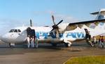 ATR 42 (N4209G) of Pan Am Express at Sylt Airport, 1991. After serving only two months as Pan Am's CEO, Ray was replaced by Peter McHugh to supervise the sale of Pan Am's remaining assets by Pan Am's Creditor's Committee