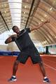 Sprinting legend Usain Bolt pictured in Brunel University's indoor athletics Centre. Usain used Brunel as a European training base prior to the 2009 Berlin Athletics World Championships.