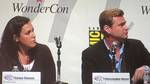 Producer Emma Thomas and director Christopher Nolan participating in the Inception panel at WonderCon 2010.