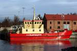 Oulu V4 vessel of the fire and rescue department moored in Toppila harbour.