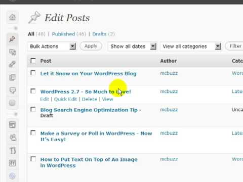 WordPress Tutorial - WordPress 2.7 Dashboard Basic Introduction