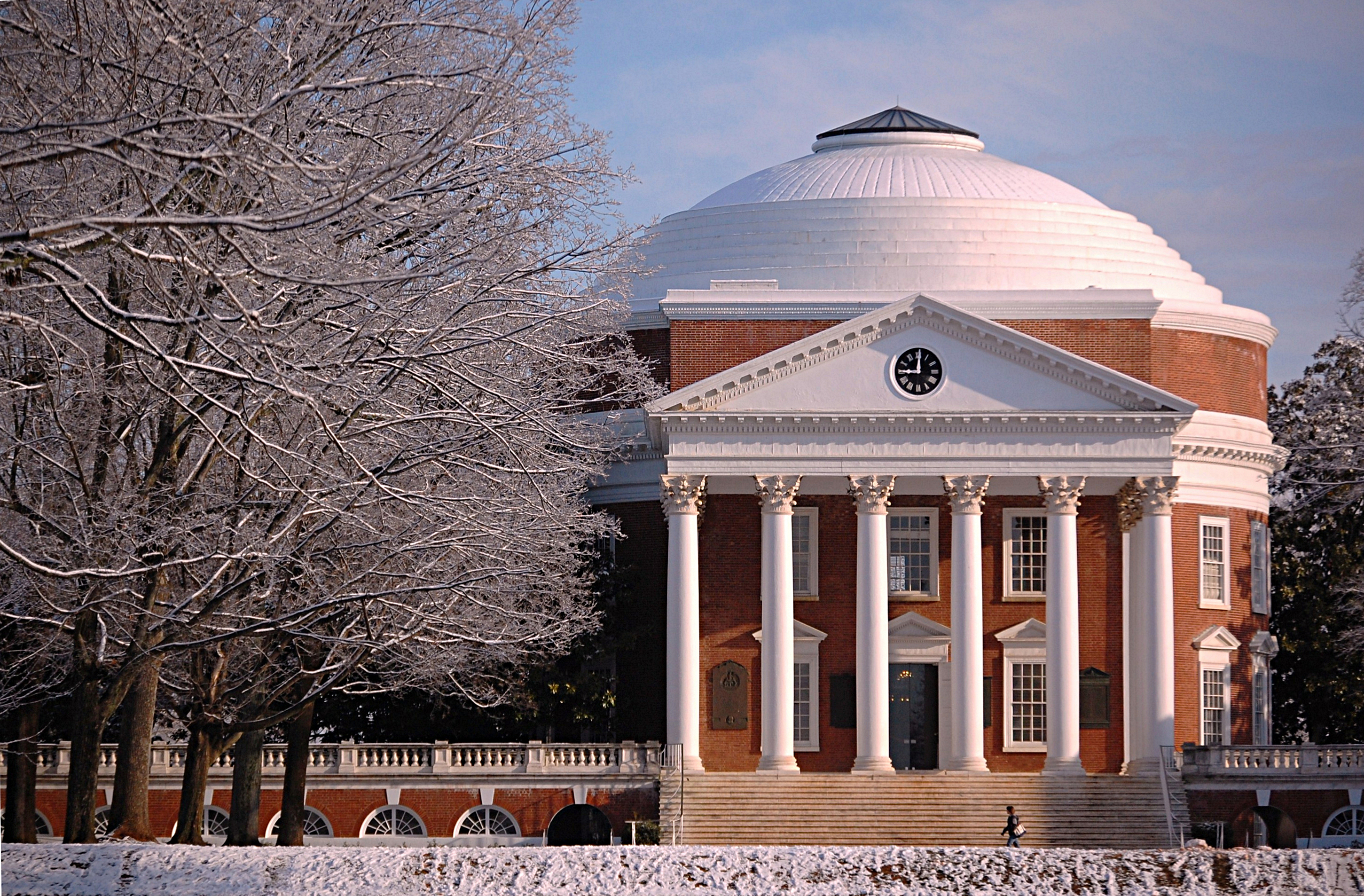 Winter landscape of the Rotunda at the University of Virginia