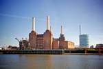 Battersea power station. Viewed from the north bank of the Thames at Pimlico in May 2010 Battersea Power Station is a decommissioned coal-fired power station located on the south bank of the River Thames, in Battersea, an inner-city district of South West London.