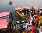 Kashmiri migrant students, who were born and brought up in jammu and other parts of the country, curiosity looking on world Famous Dal Lake in Srinagar on Tuesday 04, September 2012. The students who are on their maiden visit to kashmir After their parents migrated to other parts of the country in the wake of eruption of militancy in kashmir 1989. The tour named as Kashmir darshan.