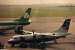 Aer Lingus (EI-CDT) Boeing 737-500 aircraft and British Airways (G-BUEA) ATR 42-300 aircraft, Dublin Airport, Dublin, Republic of Ireland, July 1994