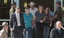 Christy Ivie, center, wife of slain Border Patrol Agent, Nicholas Ivie, walks with her family into a press conference, on Thursday, Oct. 4 , 2012, at the Cochise College in Sierra Vista, Ariz.