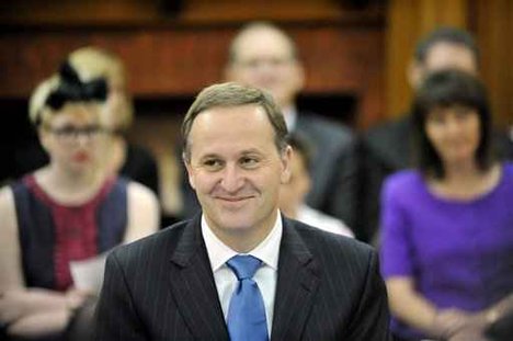 John Key smiles after he was sworn in as New Zealand's prime minister at Parliament in Wellington, New Zealand, Wednesday, Nov. 19, 2008.