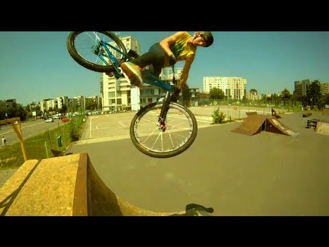 Bike Stunts Video - Tricks in Skate Park Brasov - GoPro HD on DIY Steadicam & Slider