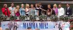 Premiere of Mamma Mia! (2008) with all four members of ABBA photographed together for the first time since 1986. From left: Benny Andersson (ABBA), Pierce Brosnan (