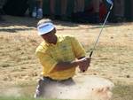 The american professional golfer Fred Couples Date - makes his out of a sand trap 12 July 2008