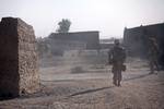 U.S. Marines with the 1st Squad, 1st Platoon, Kilo Company, 3rd Battalion, 8th Marine Regiment, Regimental Combat Team 6 patrol in the Garmsir district of Helmand province, Afghanistan, Oct. 7, 2012. Marines conducted the patrol in an effort to disrupt enemy activity in the area. (U.S. Marine Corps photo by Lance Cpl. Cesar Contreras/Released)