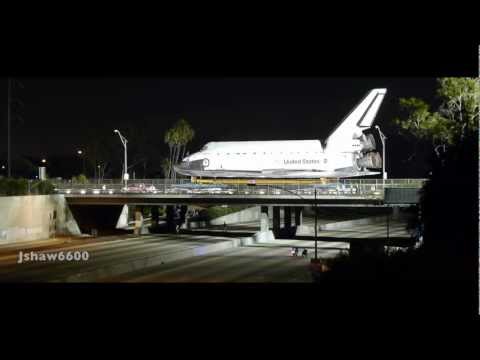 Space Shuttle Crosses 405 Freeway Towed by a Toyota Tundra