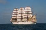 Sedov of Murmansk, Russia. A training ship is a ship used to train students as sailors.