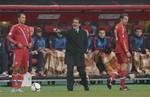 Russia's head coach Fabio Capello, center, gestures during the World Cup Group F soccer match against Portugal, at the Luzhniki stadium, in Moscow, Russia, on Friday, Oct. 12, 2012. Russia won 1-0.