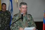 Colombian army Gen. Mario Montoya Uribe, the commander of the Colombian National Army, gives a speech during the opening ceremony of the Senior Enlisted Leaders Conference (SELC) in Bogota, Colombia, July 22, 2008.