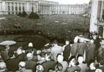 Nicolae Ceaușescu condemning the Soviet invasion of Czechoslovakia in front of a crowd in 1968. Romania was the only Warsaw Pact nation that refused to participate in the invasion.