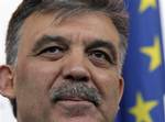 Turkish President Abdullah Gul arrives at the Assembly of the Council of Europe, in Strasbourg, Tuesday Jan 25, 2011.