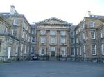 The south front of Dalkeith Palace in 2011, showing pilasters and pediment. Finishing touches on the Palace complex included adding a wrought iron screen with freestone piers (no longer existing) around the forecourt, a great deal of planting, and the laying out of a great avenue through the park