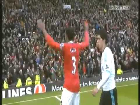 Patrice Evra celebrates in front of Luis Suarez - Manchester United V Liverpool FC