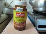 A jar of South Indian Priya ginger pickle.