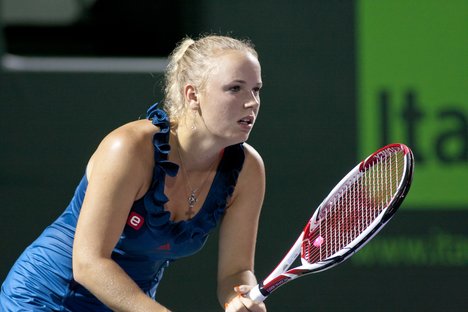 Caroline Wozniacki (DEN) competes against Daniela Hantuchova (SVK) during the Sony Ericsson Open at Crandon Park Tennis Center Key Biscayne, Florida March 26, 2011