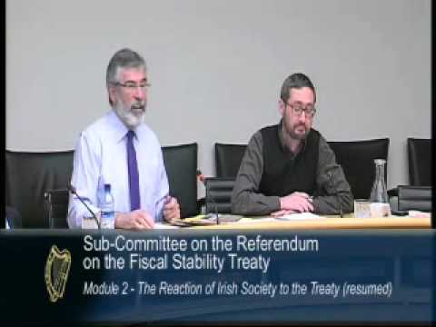 Gerry Adams and Paschal Donohoe clash over SF leaflets, 25.04.2012