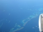 The Great Barrier Reef is clearly visible from jet planes flying over it