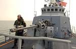 One of two 25mm autocannons carried by the Cyclone class patrol ships (USS Chinook shown)