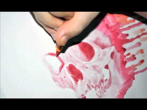 Stop Motion Drawing 6: Dripping Red Skull by Paul Alexander Thornton