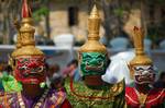 Lao dancers during New Year. Theravada Buddhism is a dominant influence in Lao culture. It is reflected throughout the country from language to the temple and in art, literature, performing arts, etc.