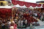 Buddhism: Thousands of devotees gathering for teaching session at the Chime Gatsal Ling, near Norbulingka, Dharamshala, India