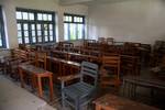 A view of empty class rooms during restriction in Srinagar, the summer capital of Indian Kashmir, 21 Sepember 2012. Scores of woman separatist activists of Dukhtar-e-Millat staged a protest against an anti-Islam video. Police fired tear gas to break up the march and detained at least four women. Authorities clamped curfew in old parts of Srinagar while shops and business shut in rest of the city.