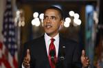 President Barack Obama speaks about tax reform in the Grand Foyer of the White House in Washington, Monday, May 4, 2009.