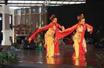 The Sundanese Jaipongan Langit Biru dance performance in West Java Pavilion, Taman Mini Indonesia Indah, Jakarta.