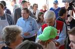 Lady Lake, FL, February 12, 2007 -- FEMA Federal Coordinating Officer Jesse Munoz (center, left) passes out ice cream along with Florida Governor Charlie Crist (Red Cross vest) at a volunteer recognition event today in Lady Lake. Volunteers are an important part of the recovery process from disasters. Mark Wolfe/FEMA