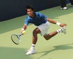 XIX Commonwealth Games-2010 Delhi: Somdev Devvarman of India in action against Amresh Jayawickreme of Sri Lanka, at R.K. Khanna Tennis Stadium, in New Delhi on October 06, 2010.