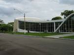 External view of ITA's auditorium, designed by Oscar Niemeyer, Brazil